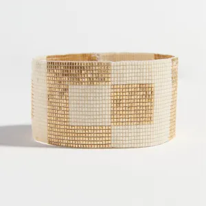 Ink Alloy Square Stretch Bracelet - Gold/Ivory