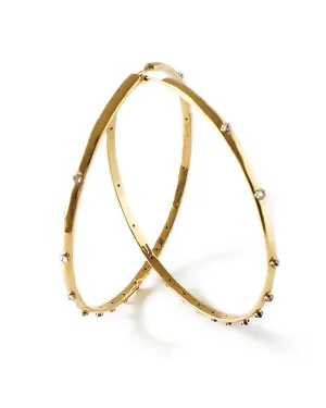 Inverted Diamond Hoops in 18k Yellow Gold