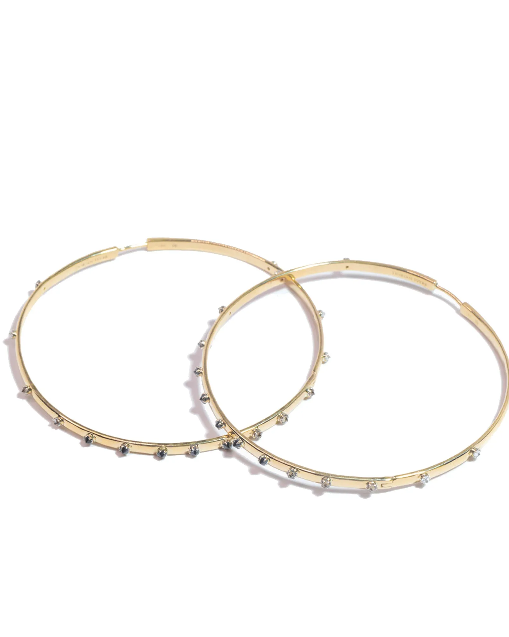 Inverted Diamond Hoops in 18k Yellow Gold