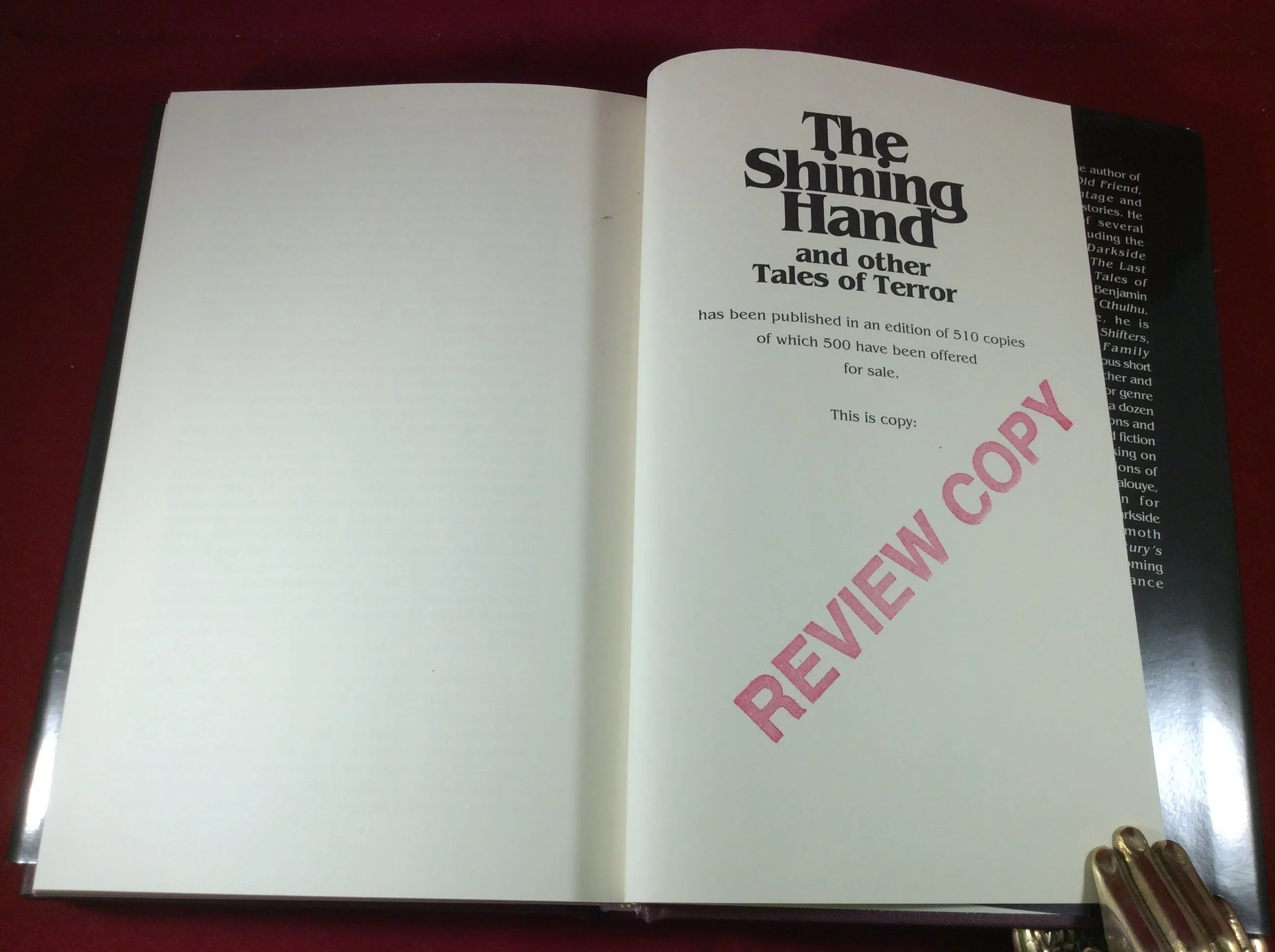J. E. Muddock, The Shining Hand and Other Tales of Terror, Midnight House, 2004, Limited Edition, Review Copy.
