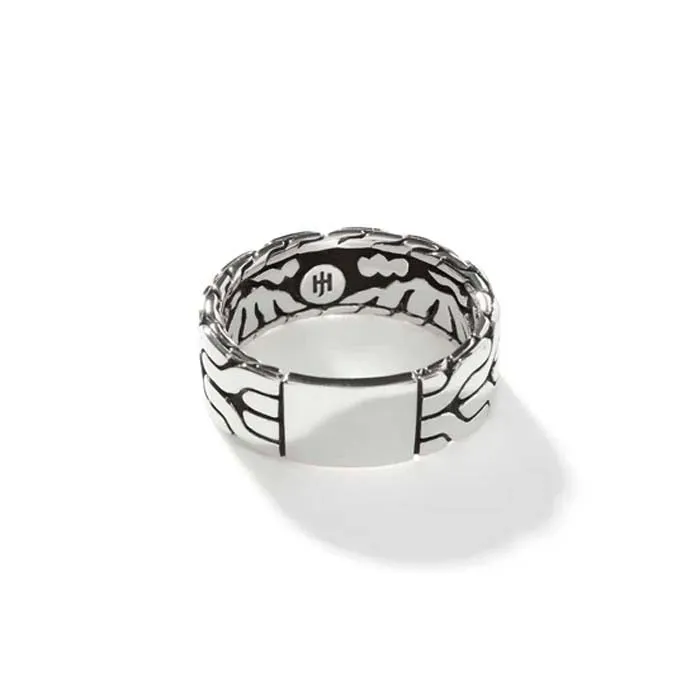 John Hardy 8MM Carved Chain Band Ring in Sterling Silver - Size 10
