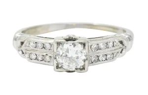 J.R. Wood & Sons Art Deco 0.62 CTW Diamond 18 Karat White Gold Engagement Ring