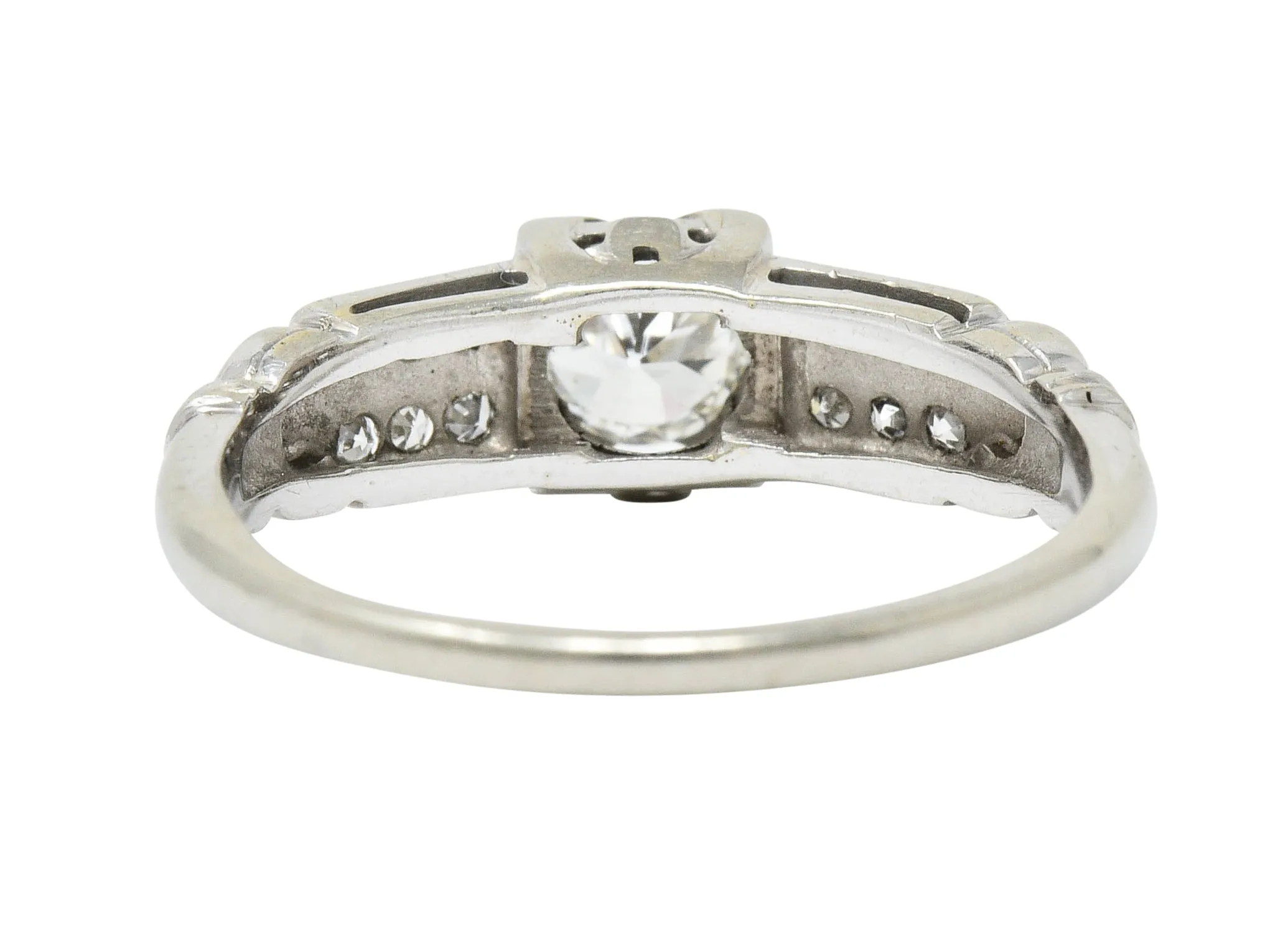 J.R. Wood & Sons Art Deco 0.62 CTW Diamond 18 Karat White Gold Engagement Ring