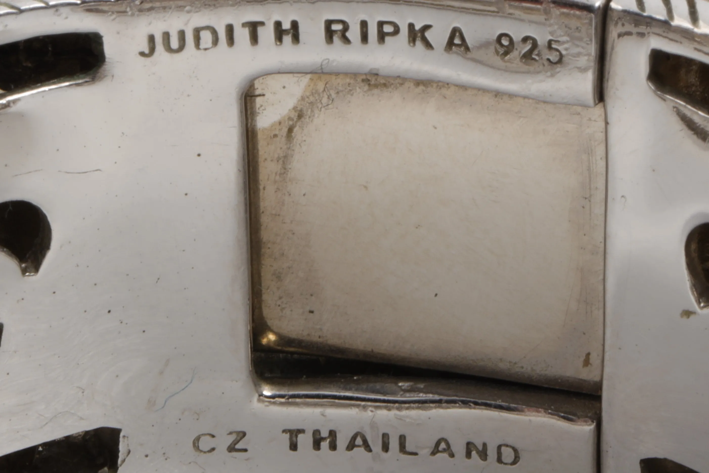 Judith Ripka 925 Silver Cubic Zirconia Mother of Pearl Cuff Bracelet (72.77g.)