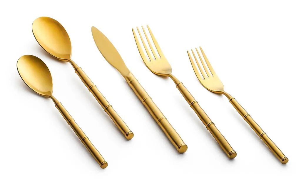 Kadra 18/10 matt gold flatware set of 4