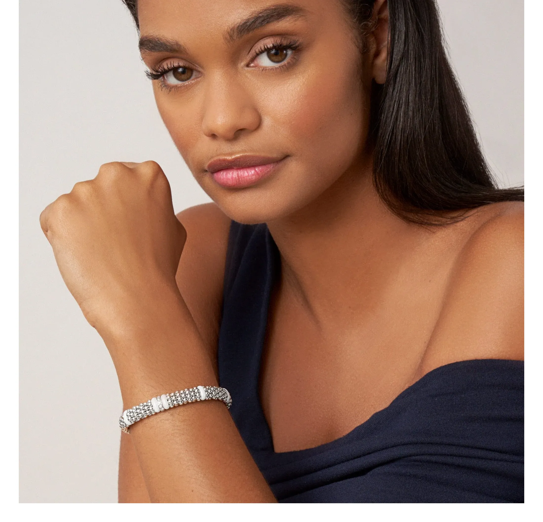LAGOS White Caviar Single Station Diamond Caviar Bracelet