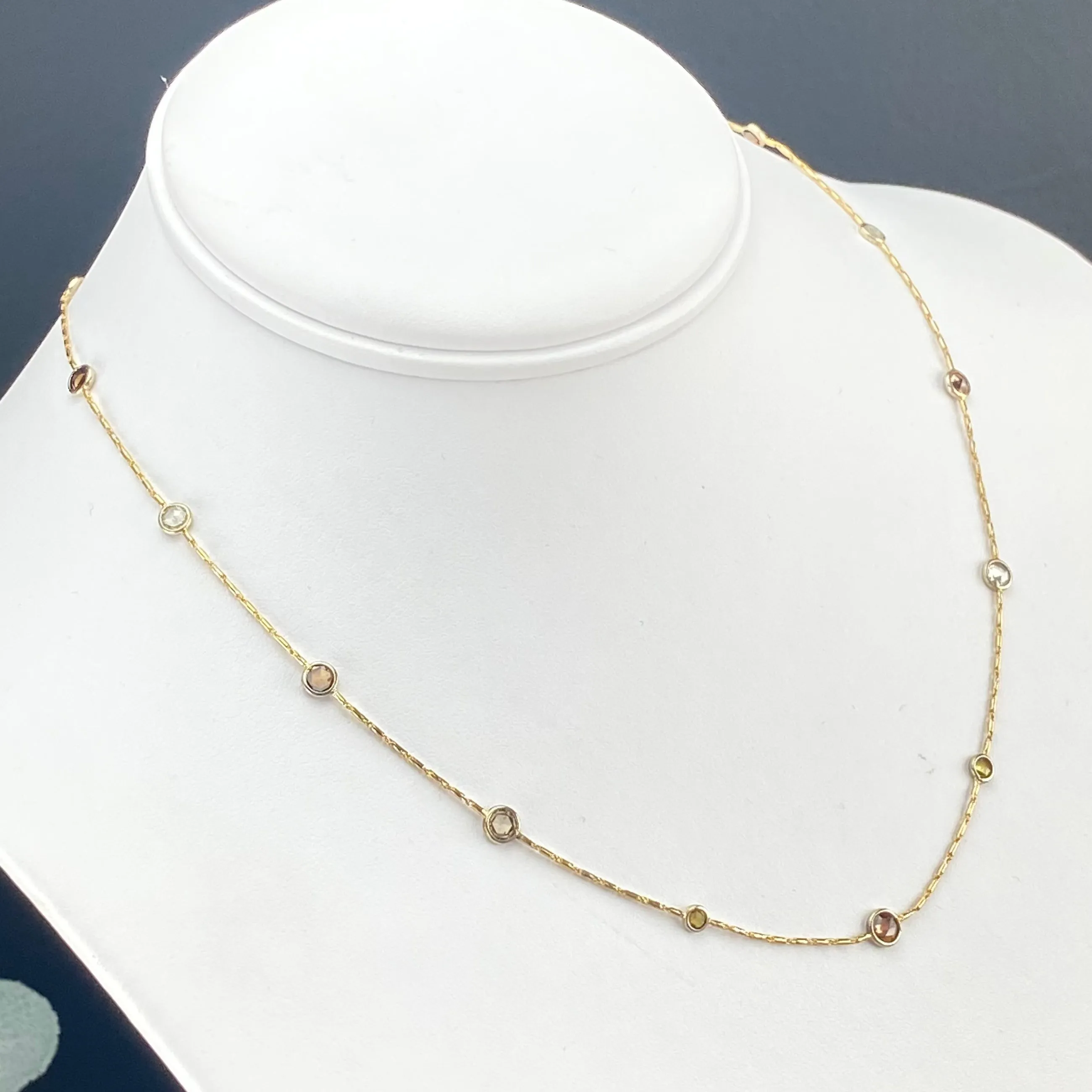 LAYAWAY: PAYMENT 3 OF 6: 2.50ctw Rose cut diamonds by the yard necklace in 18k yellow gold