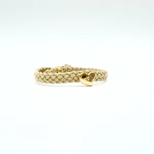 LES AMOURS metallic bracelet ♥ : Metallic ribbon with vermeil hearts.