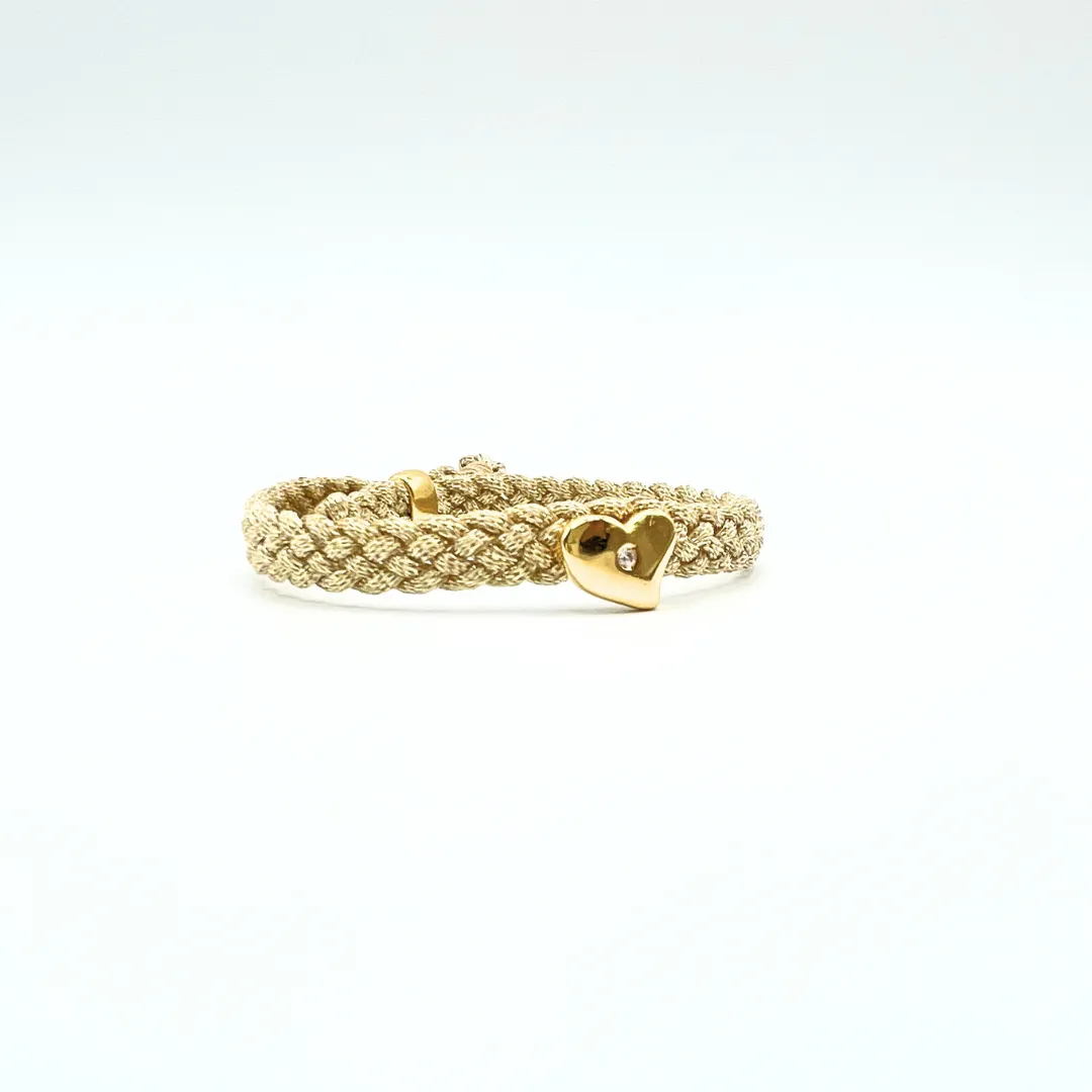LES AMOURS metallic bracelet ♥ : Metallic ribbon with vermeil hearts.