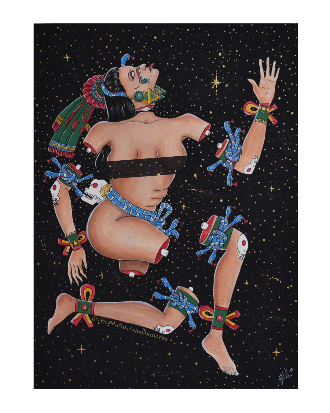 LIMITED EDITION Coyolxauhqui Signed Fine Art Print 16x20 inches