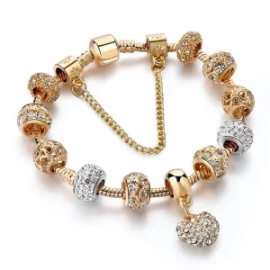 LUXURY GOLD & CRYSTAL CHARM BRACELET