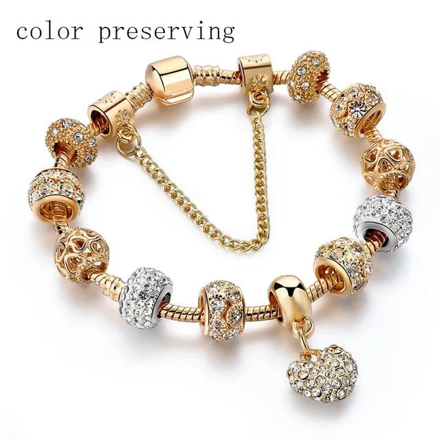 LUXURY GOLD & CRYSTAL CHARM BRACELET