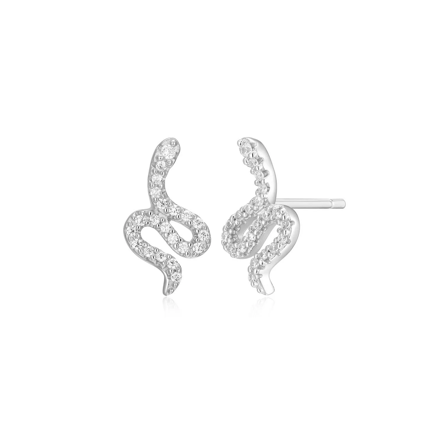 M by Monte Luna LG Diamond Snake Stud Earrings in 18K Yellow Gold/Rhodium Plated Sterling Silver