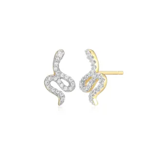M by Monte Luna LG Diamond Snake Stud Earrings in 18K Yellow Gold/Rhodium Plated Sterling Silver
