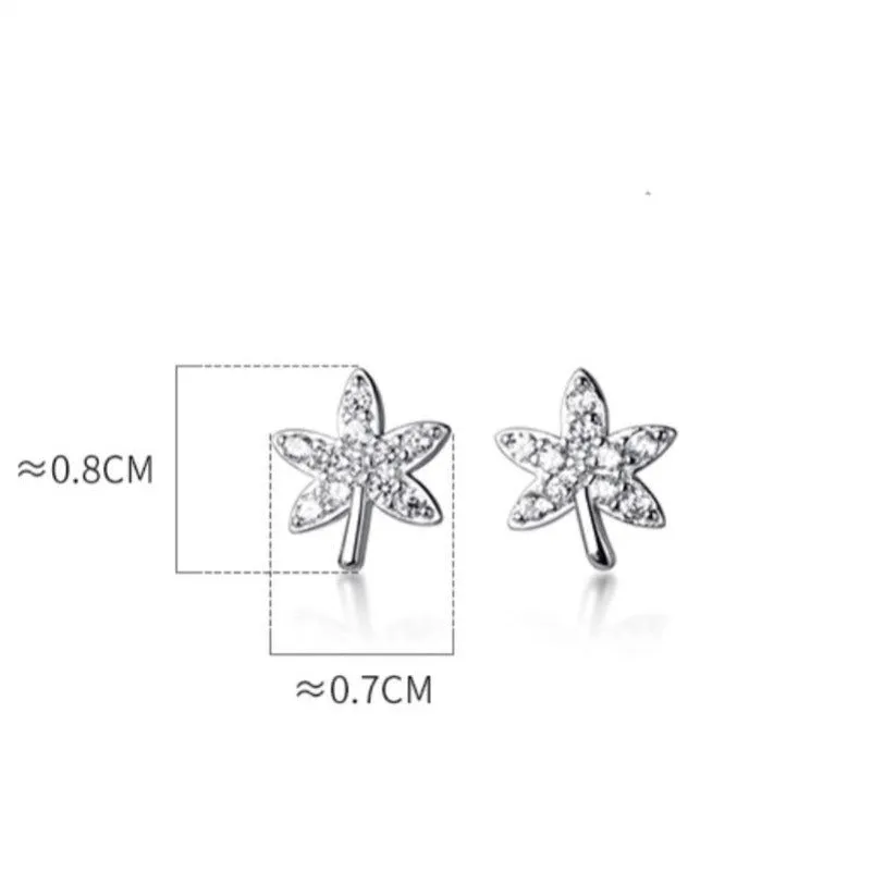 Maple Leaves Shining Stud Earrings-ECZ017