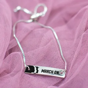 March On Silver Bar Adjustable Bracelet