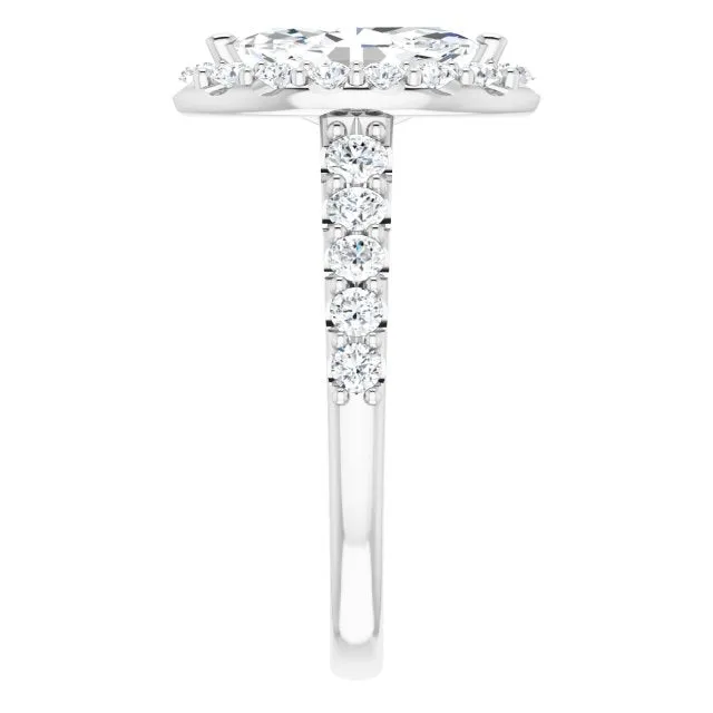 Marquise Cut Diamond Halo Engagement Ring