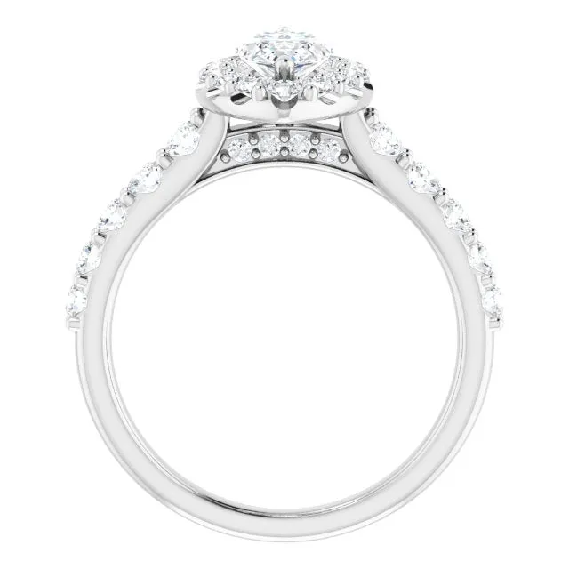 Marquise Cut Diamond Halo Engagement Ring