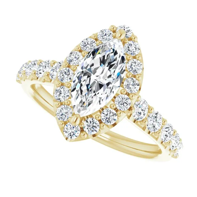 Marquise Cut Diamond Halo Engagement Ring