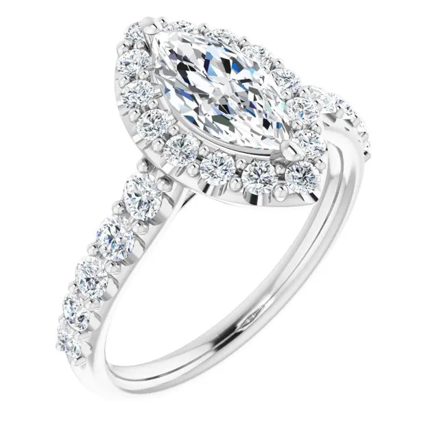 Marquise Cut Diamond Halo Engagement Ring