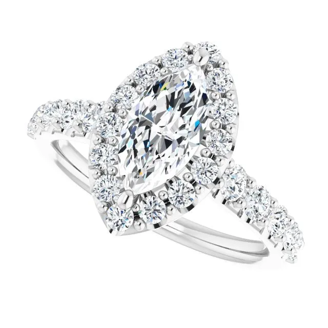 Marquise Cut Diamond Halo Engagement Ring