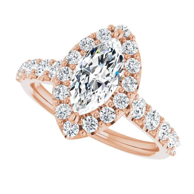 Marquise Cut Diamond Halo Engagement Ring