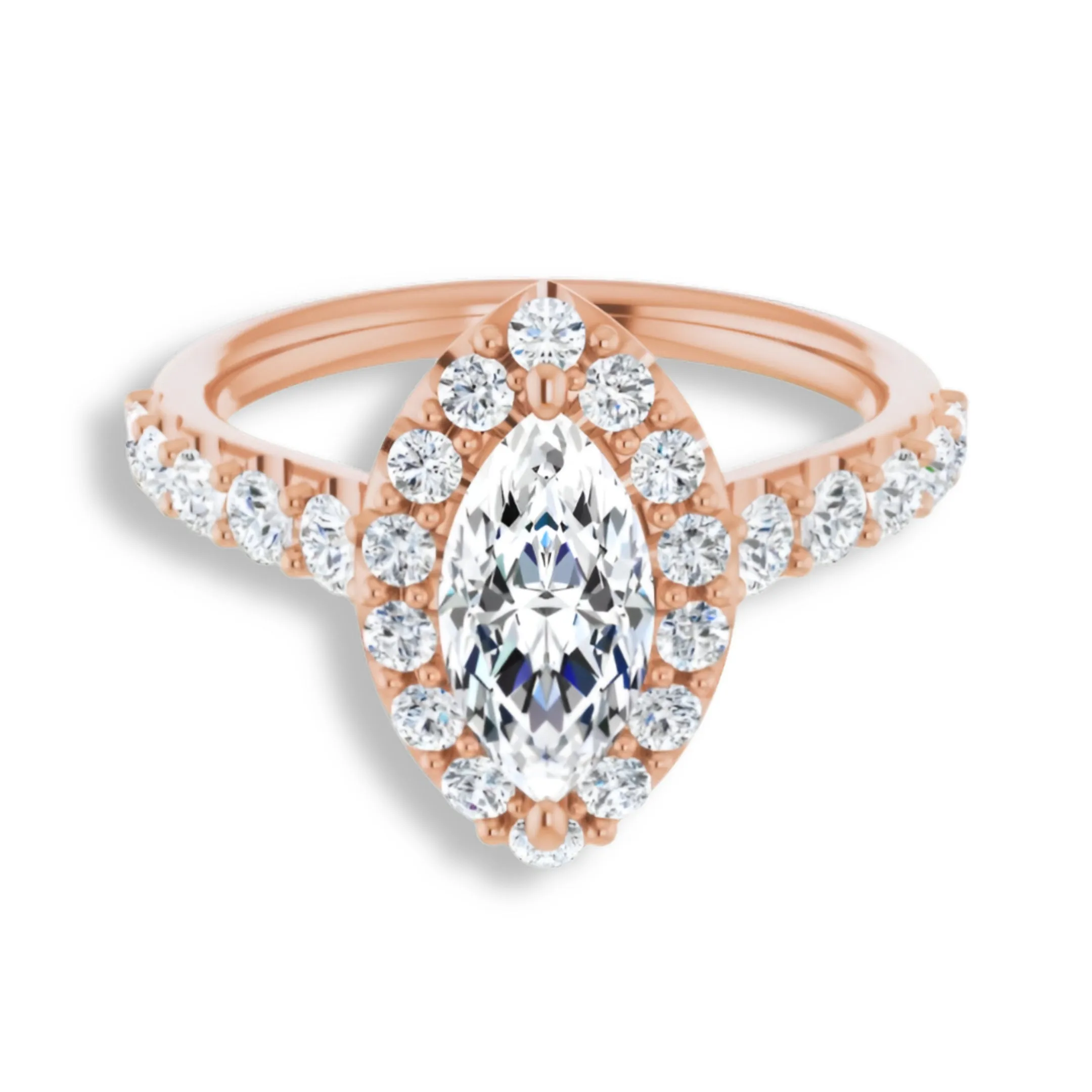Marquise Cut Diamond Halo Engagement Ring
