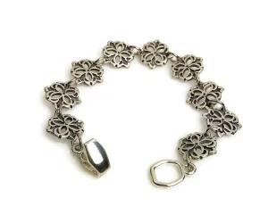 Medallion Carved Silver Bracelet