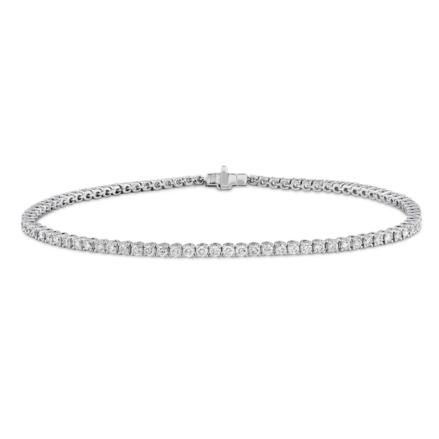 Memoire 18k White Gold Classic 4-Prong Diamond Line Tennis Bracelet - 3.52ctw