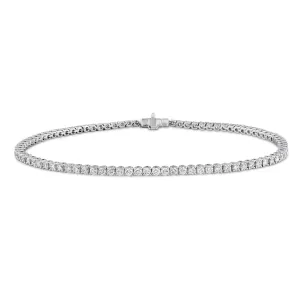 Memoire 18k White Gold Classic 4-Prong Diamond Line Tennis Bracelet - 3.52ctw