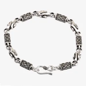 Men's Solid 925 Sterling Silver Bracelet Link Chain Knot Dragon Scale Jewelry
