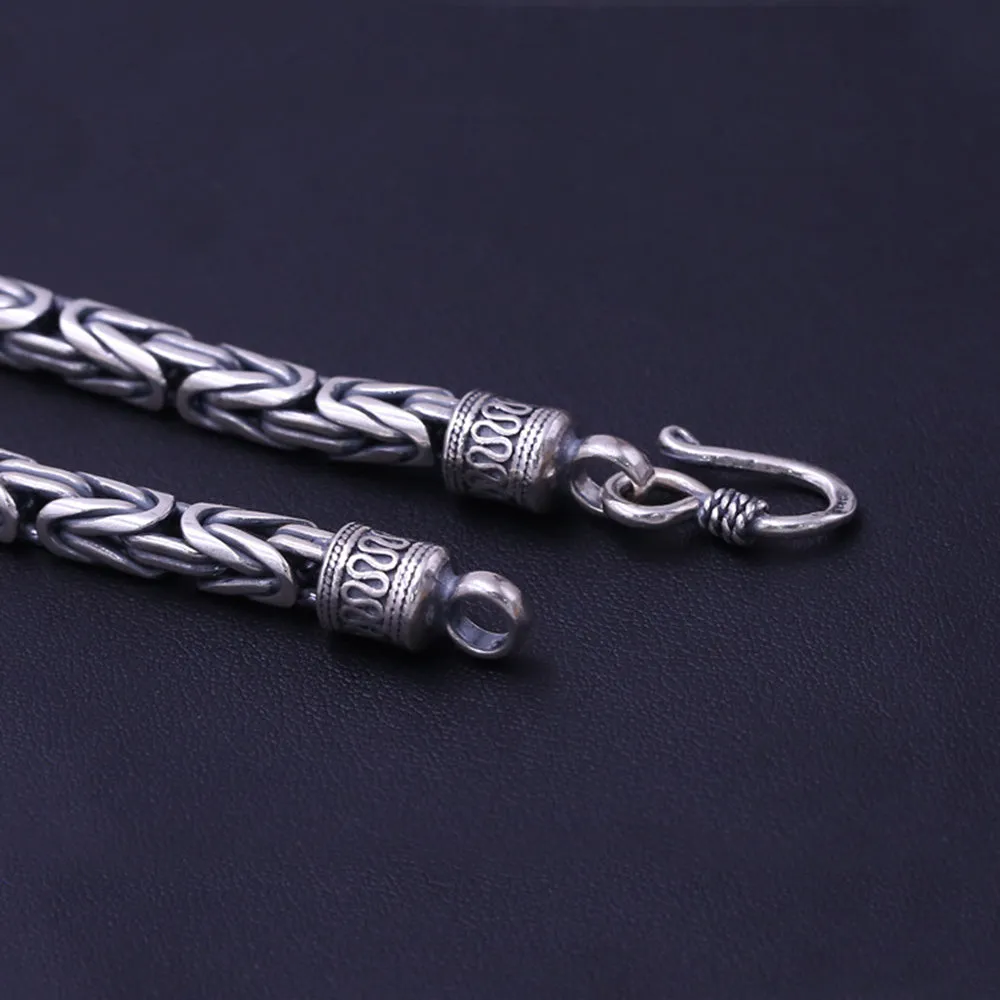 Men's Solid 925 Sterling Silver Bracelet Link Chain Well Stripe Square Jewelry