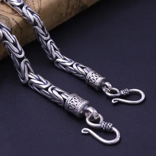 Men's Solid 925 Sterling Silver Bracelet Link Chain Well Stripe Square Jewelry