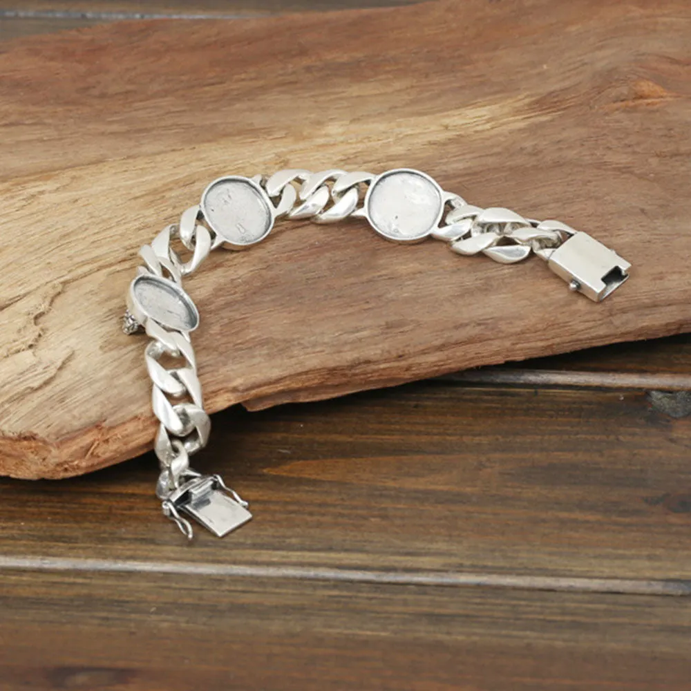 Men's Solid 925 Sterling Silver Bracelet Link King Cobra Animals Chain Jewelry 8.3"