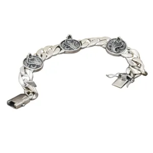 Men's Solid 925 Sterling Silver Bracelet Link King Cobra Animals Chain Jewelry 8.3"