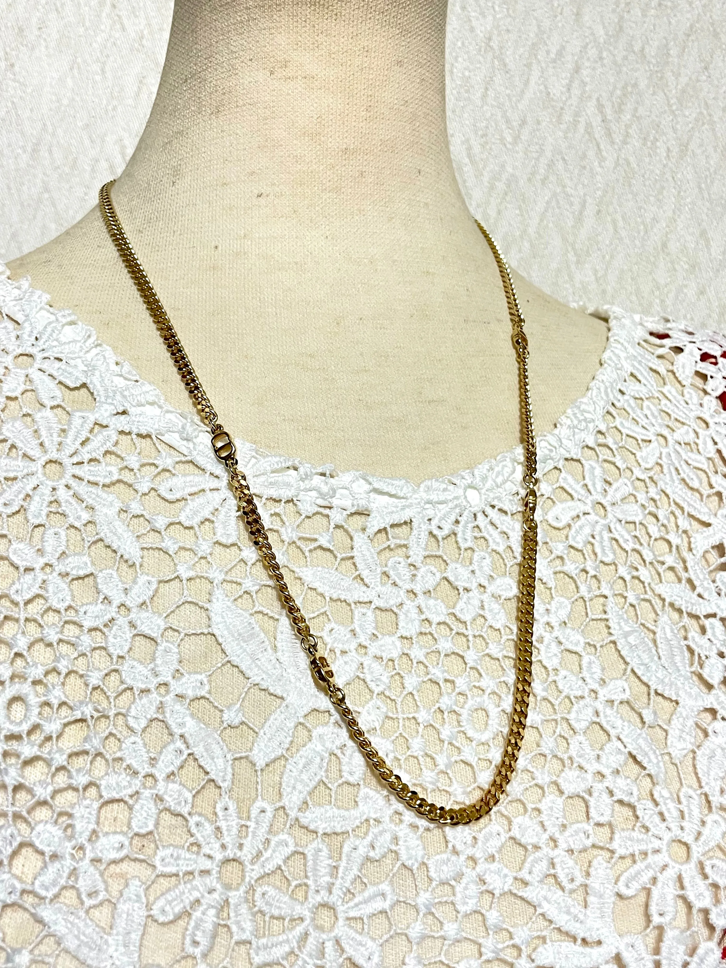 MINT. Vintage Christian Dior golden chain necklace with CD charms. Bracelet. Classic Dior jewelry. Best Gift. 050803y2