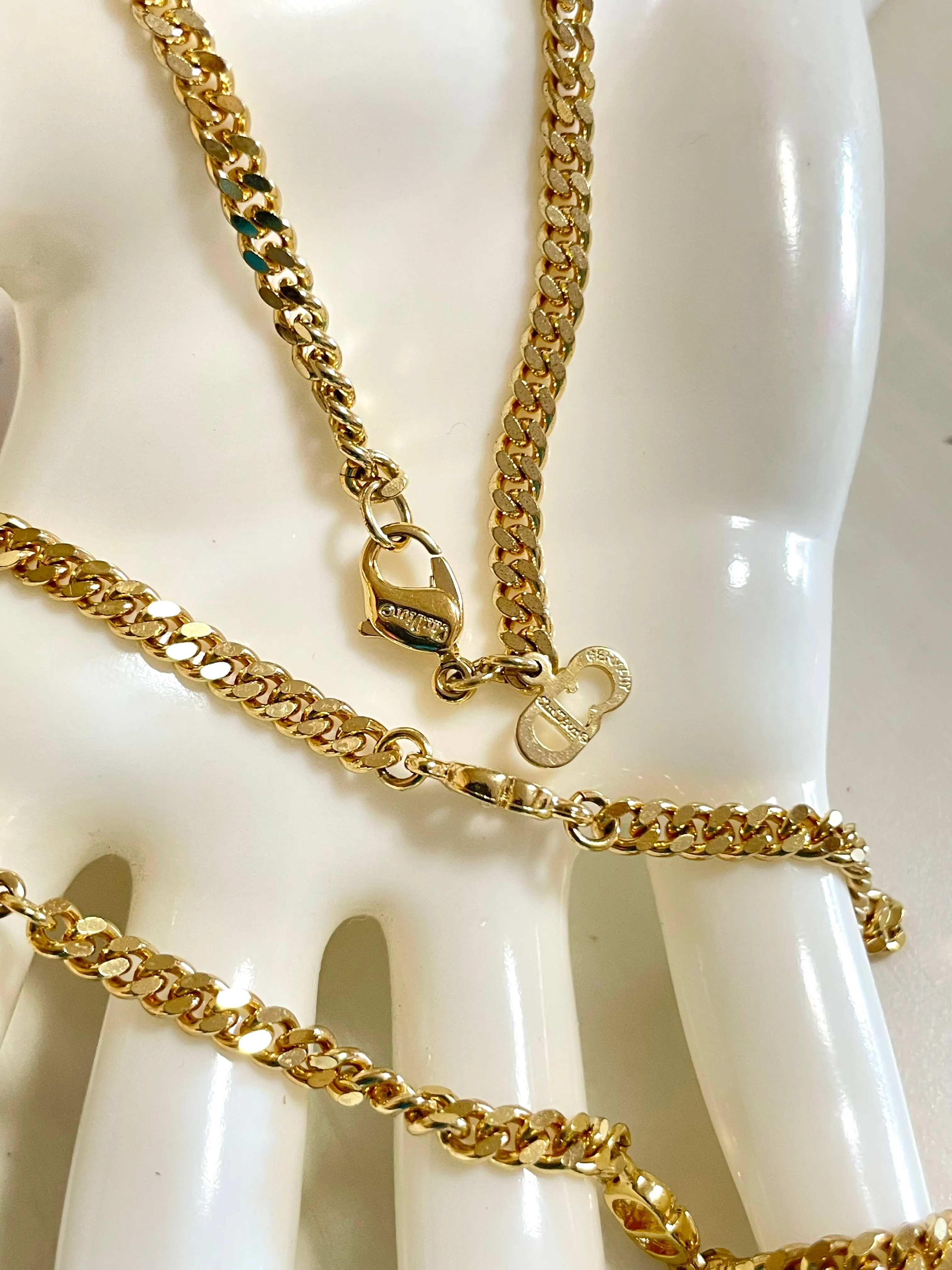 MINT. Vintage Christian Dior golden chain necklace with CD charms. Bracelet. Classic Dior jewelry. Best Gift. 050803y2