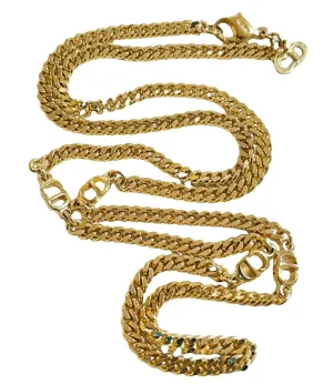 MINT. Vintage Christian Dior golden chain necklace with CD charms. Bracelet. Classic Dior jewelry. Best Gift. 050803y2