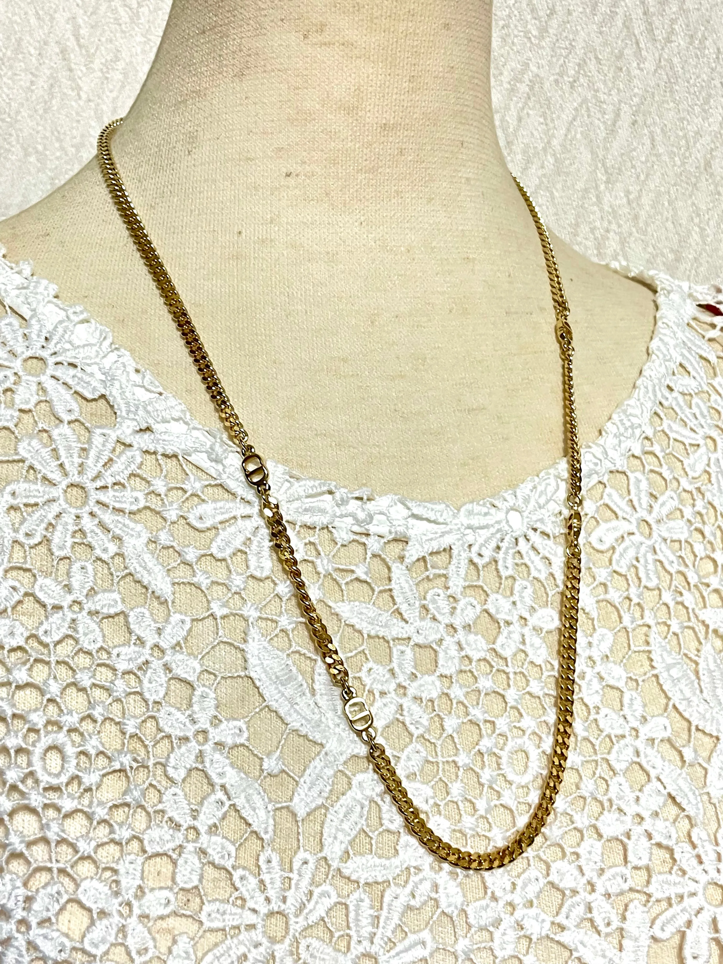 MINT. Vintage Christian Dior golden chain necklace with CD charms. Bracelet. Classic Dior jewelry. Best Gift. 050803y2