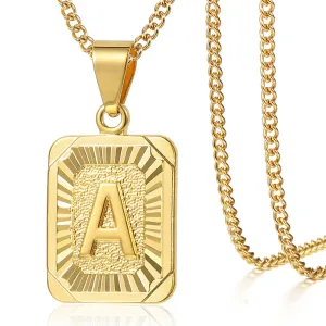Modernix Initial Pendant Necklace Women Men Gold Plated