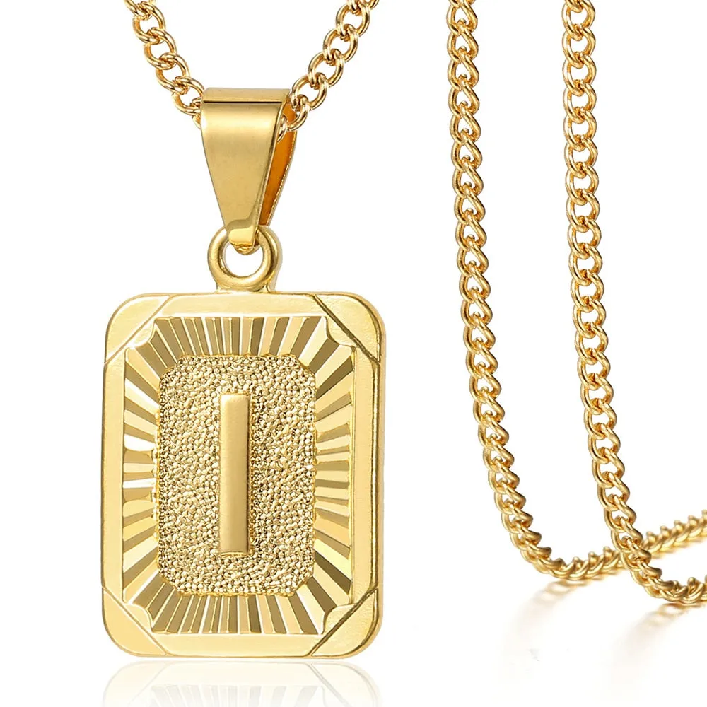 Modernix Initial Pendant Necklace Women Men Gold Plated