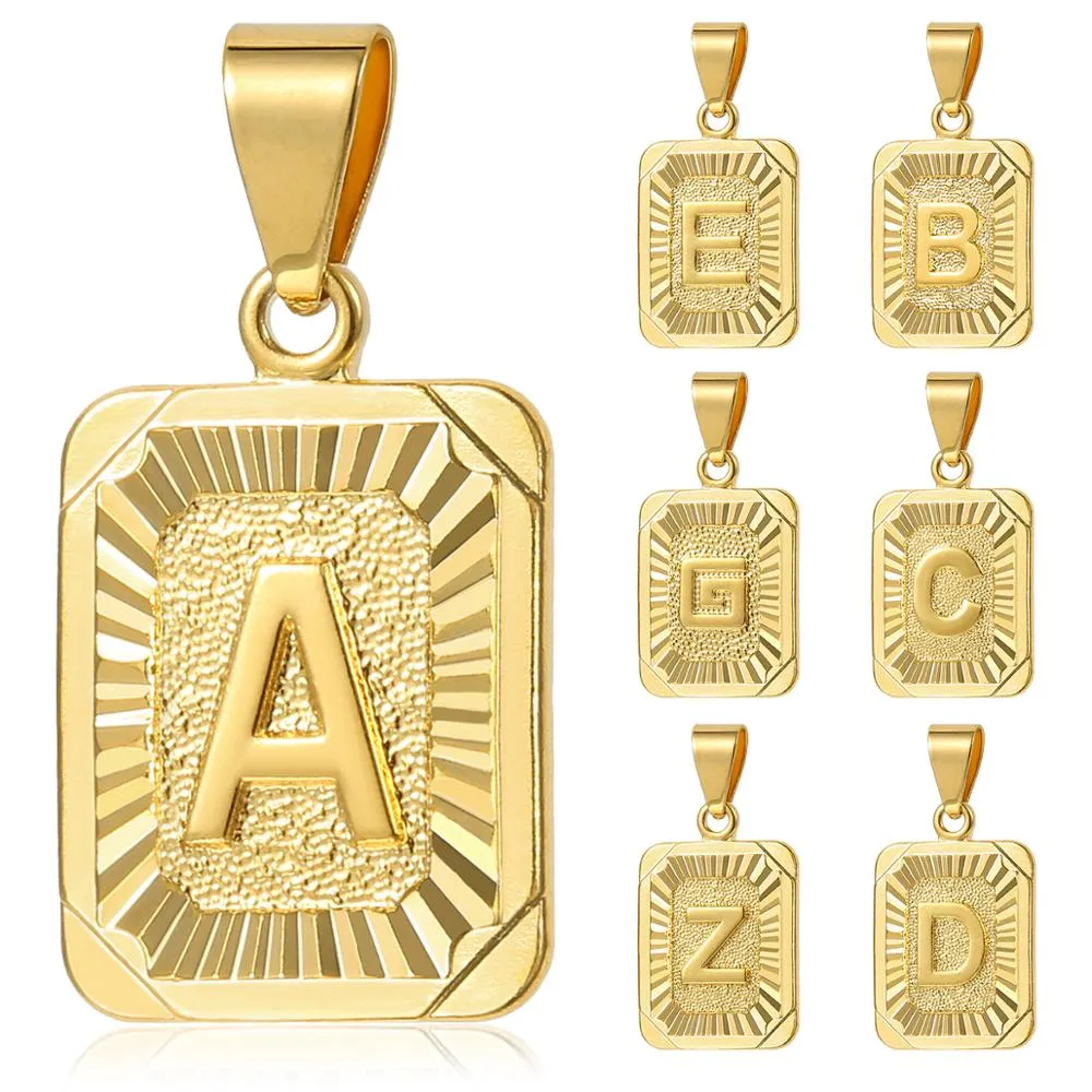 Modernix Initial Pendant Necklace Women Men Gold Plated