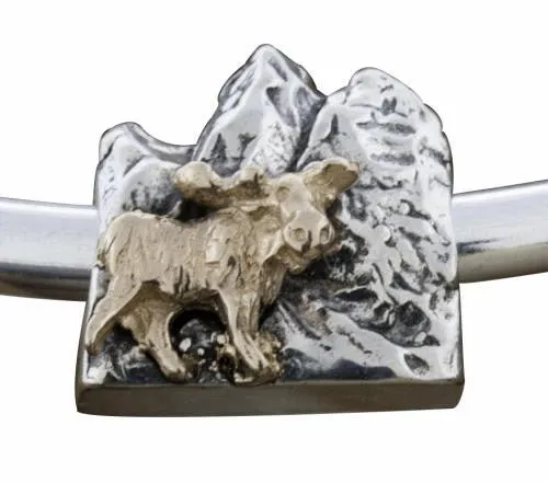 Mountain and Moose Bracelet Bead