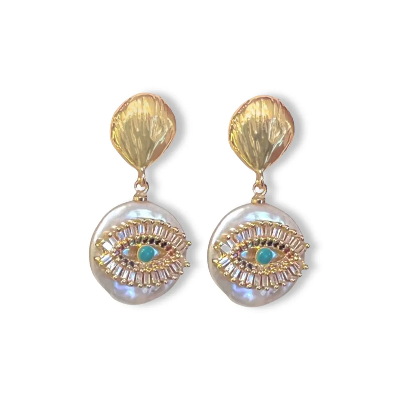 MULTI-COLOR CRYSTAL EYE PEARL earrings