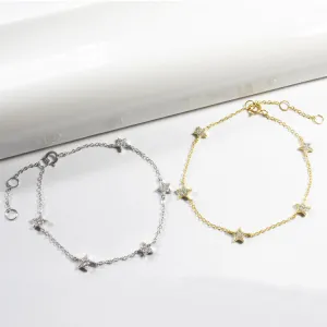 Multi Stars CZ Bracelet - Gold or Silver - Girl & Teens