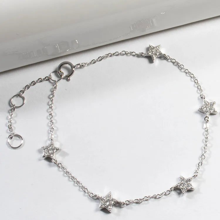 Multi Stars CZ Bracelet - Gold or Silver - Girl & Teens