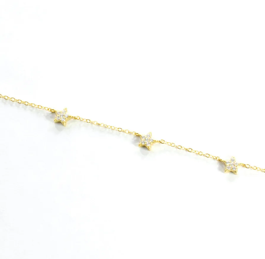 Multi Stars CZ Bracelet - Gold or Silver - Girl & Teens
