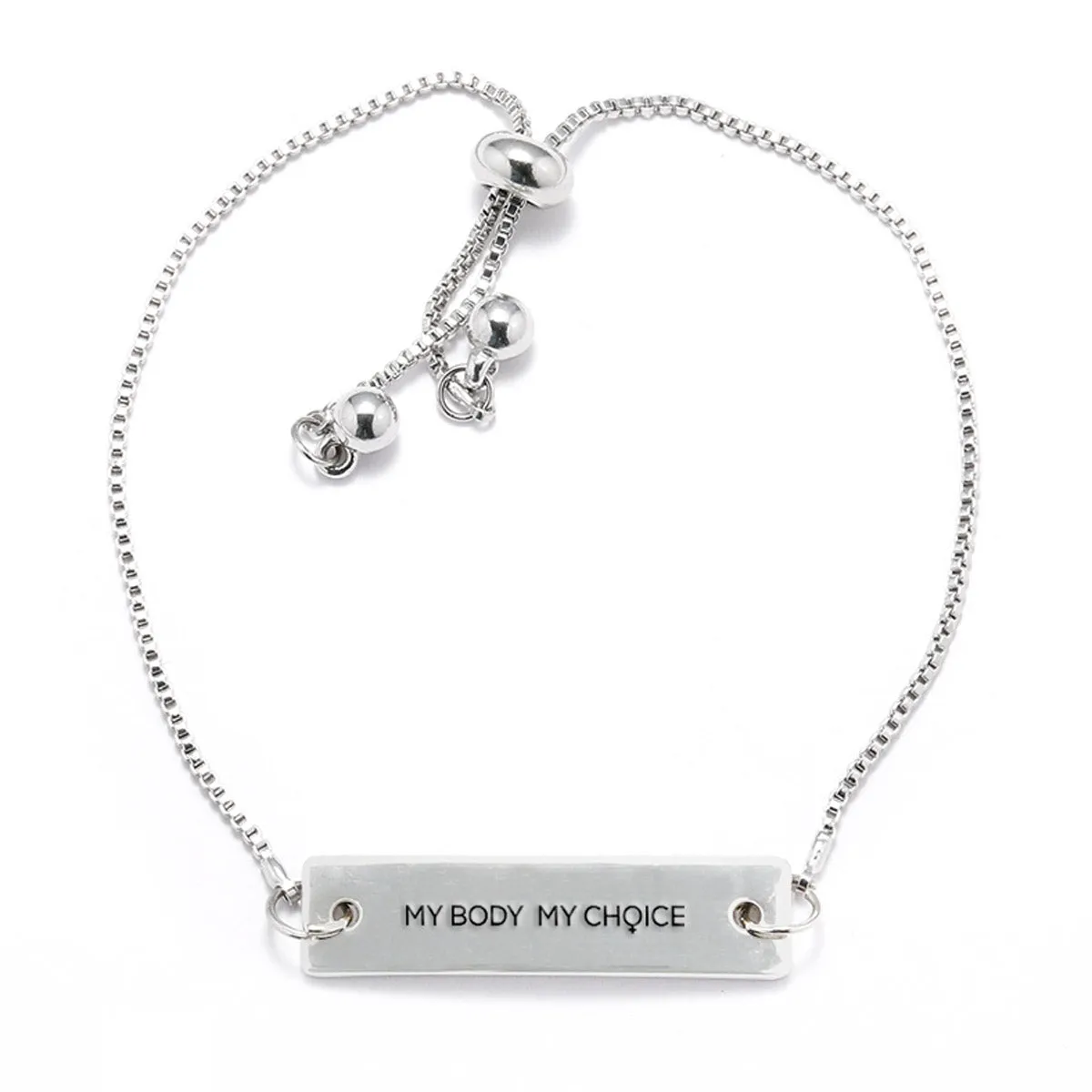 My Body My Choice Silver Bar Adjustable Bracelet