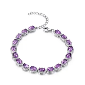 Natural Amethyst 925 Sterling Silver Tennis Bracelet Jewelry