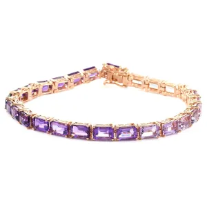 Natural Amethyst 925 Sterling Silver Tennis Bracelet Jewelry